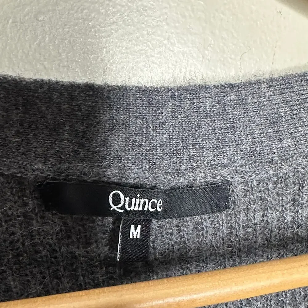 QUINCE Baby Alpaca-Wool Cropped Cardigan Sweater Charcoal Gray Sz M {3N36} - Picture 4 of 5